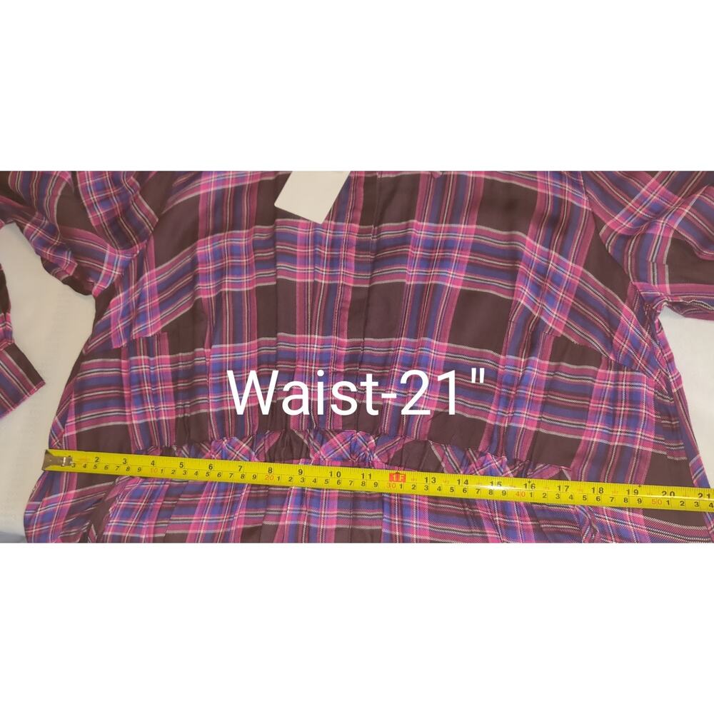 Roamans Plaid Dress PLUS 18W Purple Long Sleeve NEW Preppy Acadamia Teacher NWT - Picture 13 of 16
